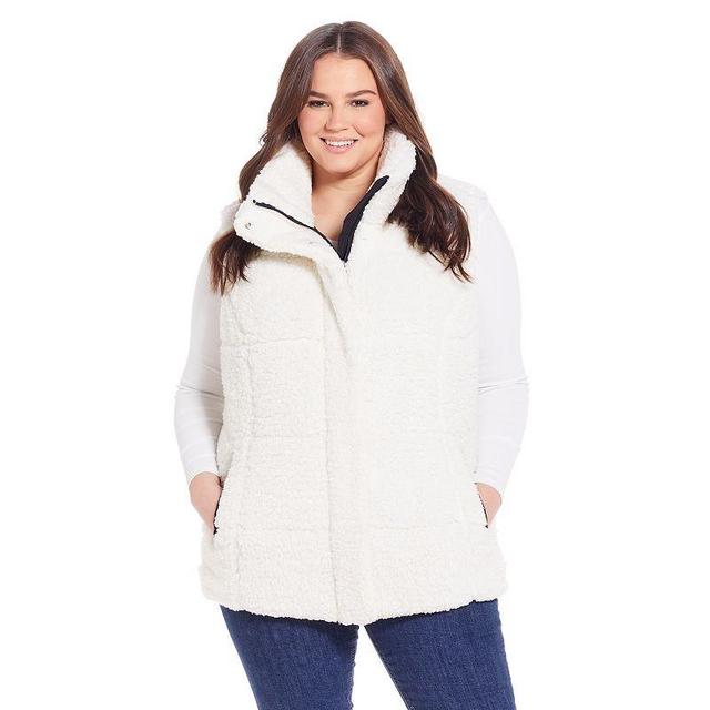 Plus Size Weathercast Sherpa Puffer Vest, Womens Product Image