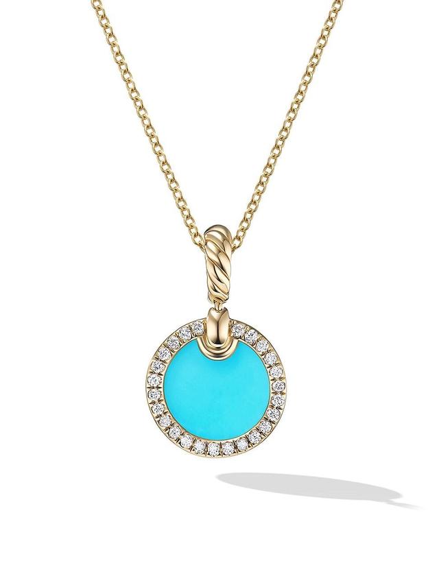 Womens Petite DY Elements Pendant Necklace in 18K Yellow Gold with Pav Diamonds Product Image