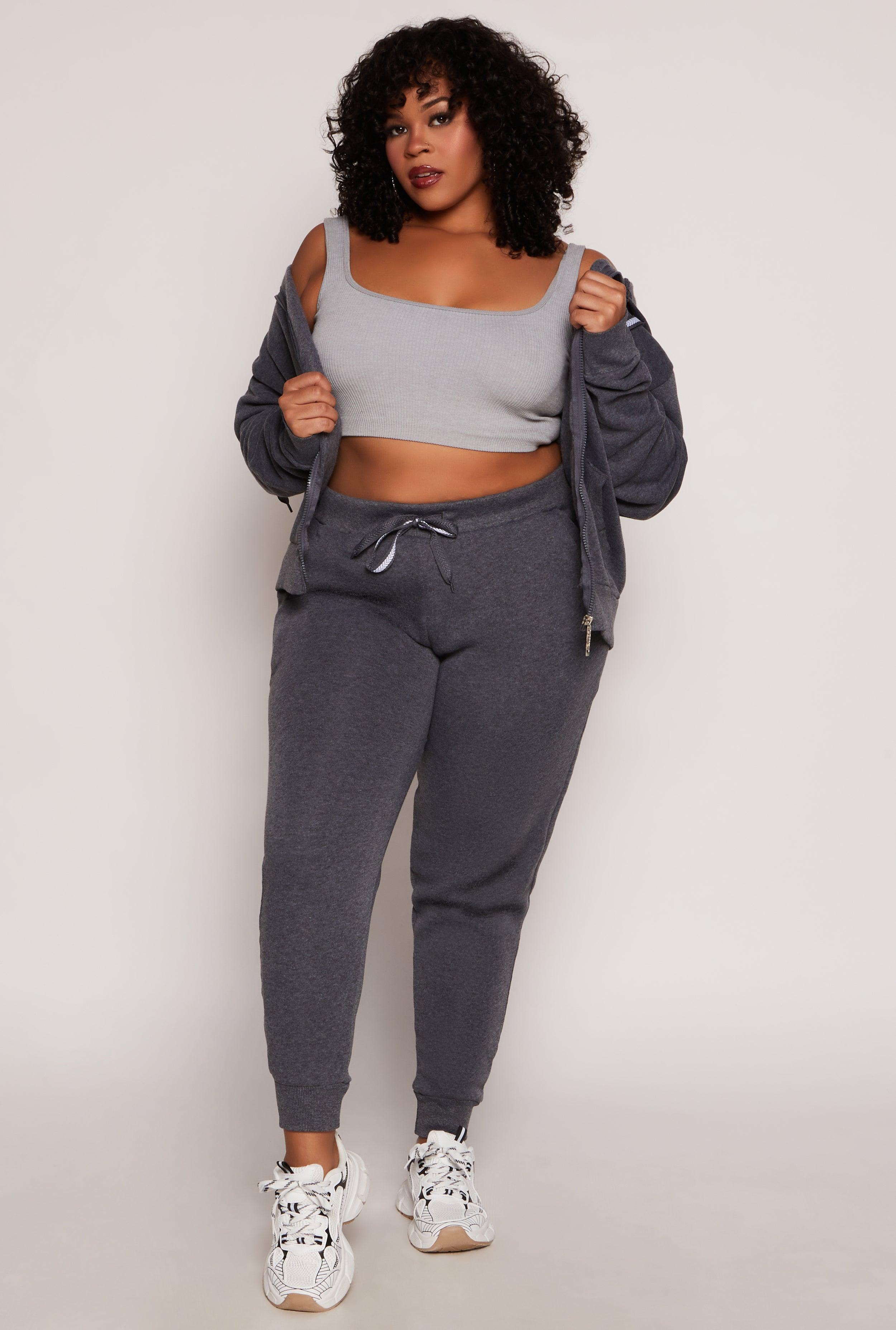 Womens Plus Size Fleece High Waist Joggers product image