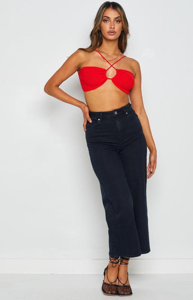 Seoul Red Halter Crop Top Product Image