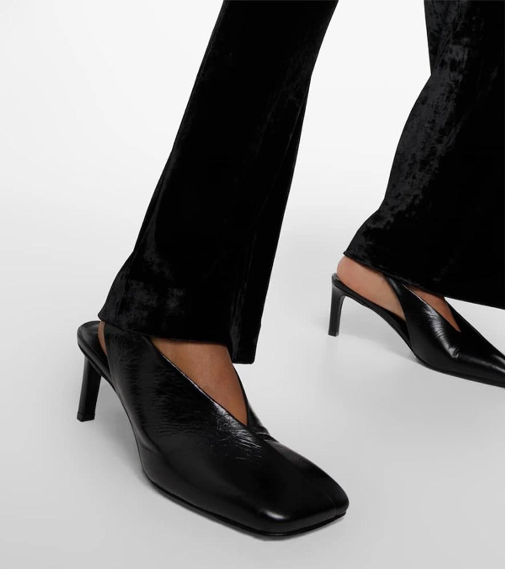 Leather Slingback Pumps In Black Product Image