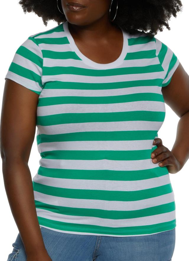 Womens Plus Size Striped Crew Neck Tee Product Image