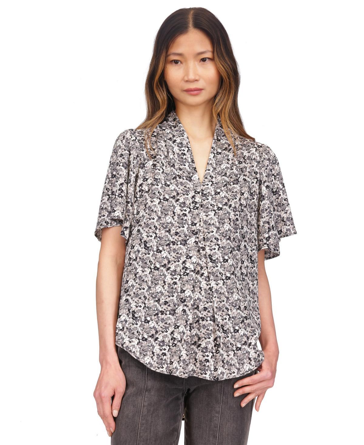 Michael Michael Kors Womens Printed V-Neck Top product image