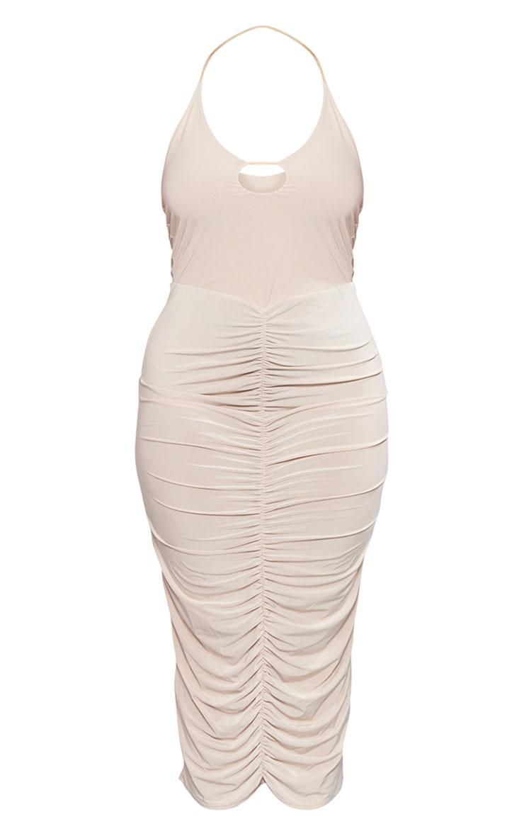 Plus Stone Cut Out Ruched Midi Dress Product Image