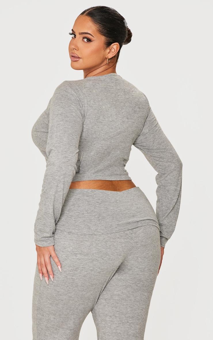 Plus Grey Marl Soft Touch Long Sleeve Top Product Image