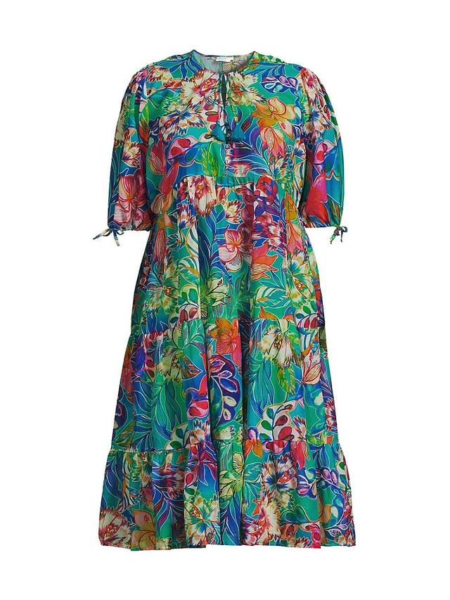 Womens Helena Tiered Floral Cotton & Silk Midi-Dress Product Image