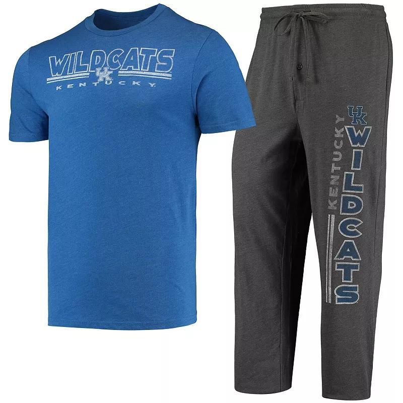 Mens Concepts Sport Heathered Charcoal/Royal Kentucky Wildcats Meter T-Shirt & Pants Sleep Set Product Image