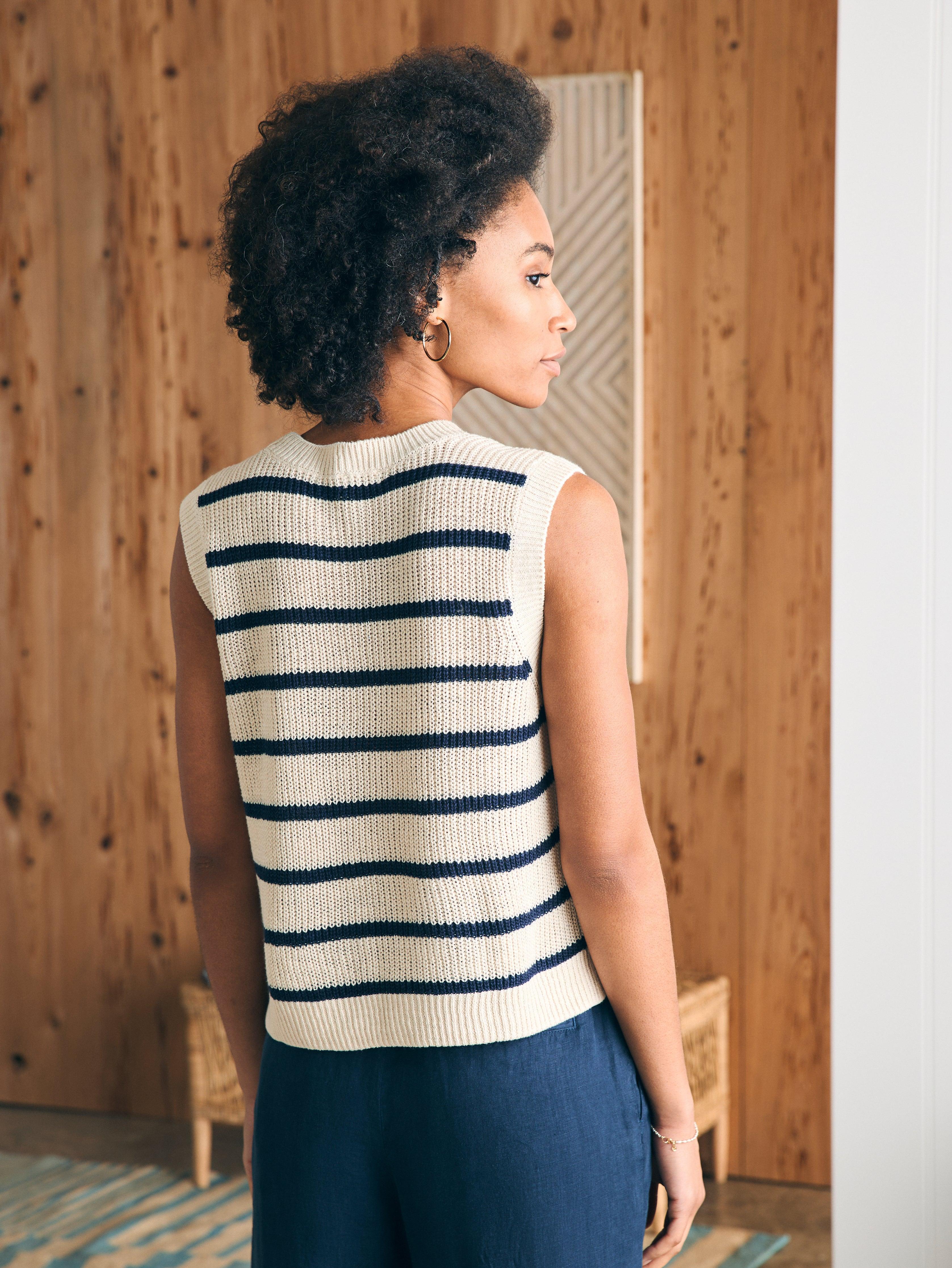 Miramar Linen Muscle Tank - Montauk Stripe Female Product Image