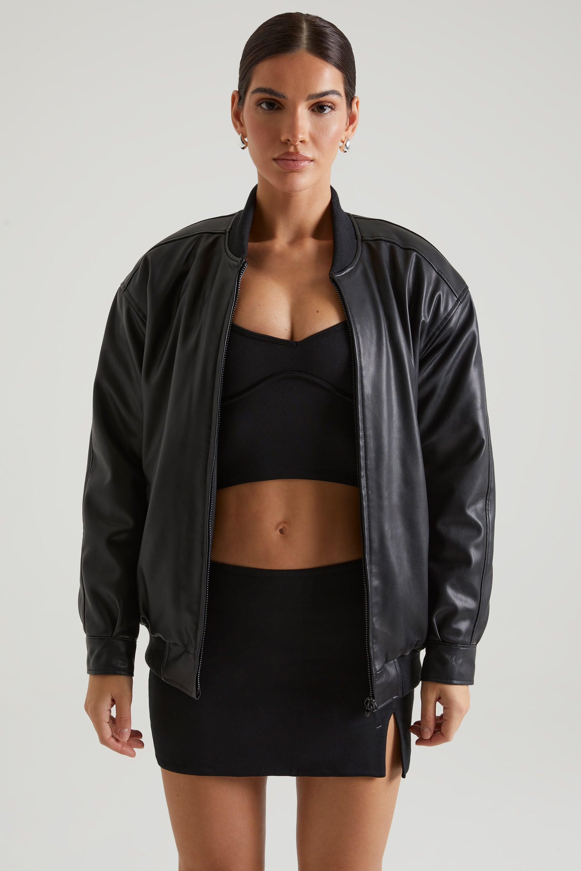 Faux Leather Jacket in Black Product Image