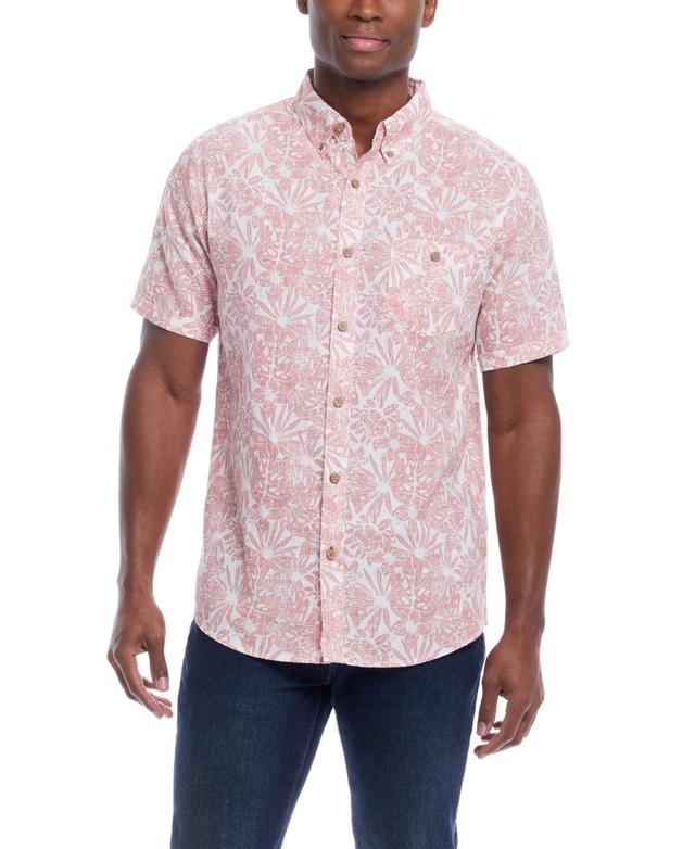 Weatherproof Vintage Mens Short Sleeve Print Linen Cotton Shirt Product Image