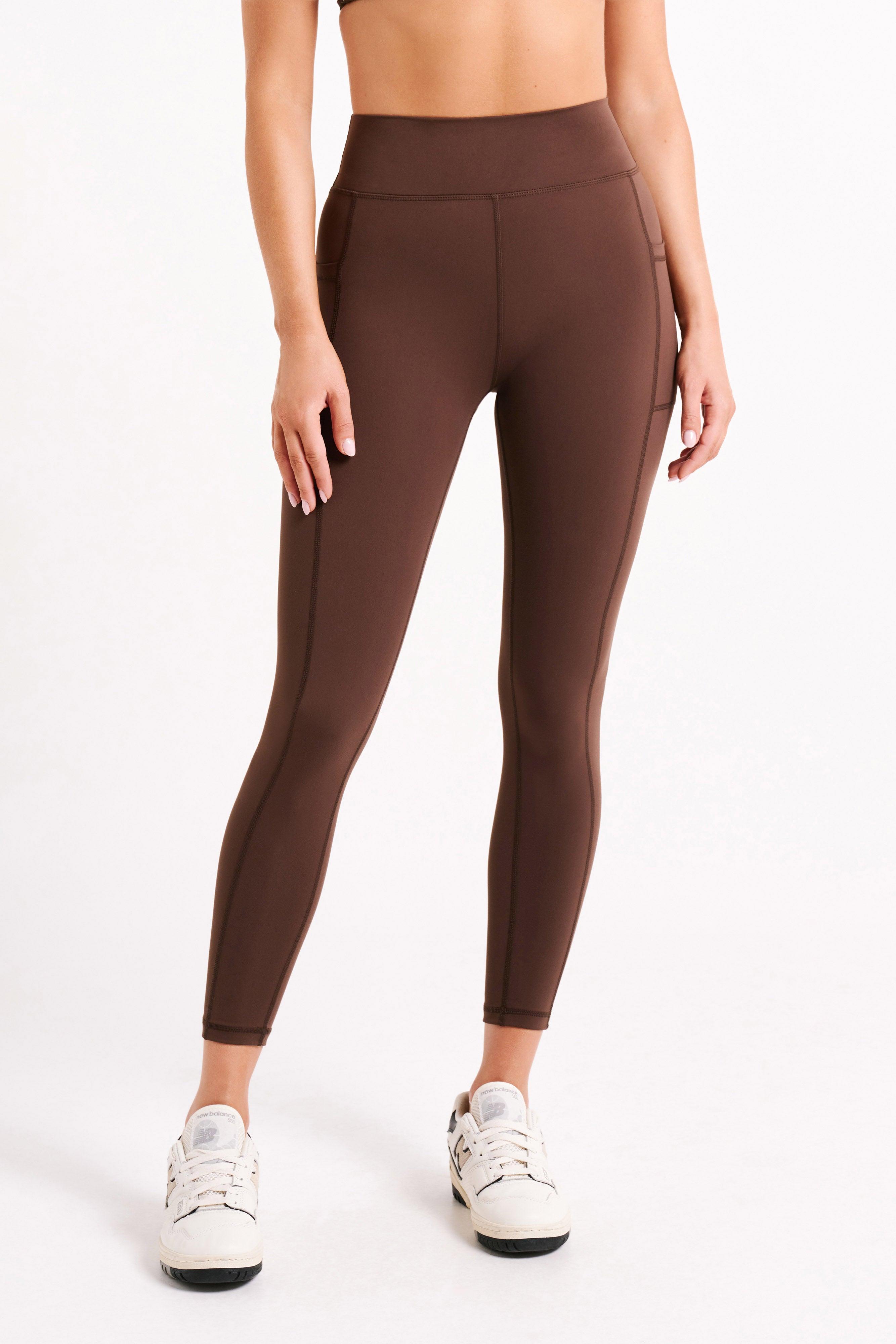 Briar V Back Leggings With Pockets - Dark Chocolate Product Image