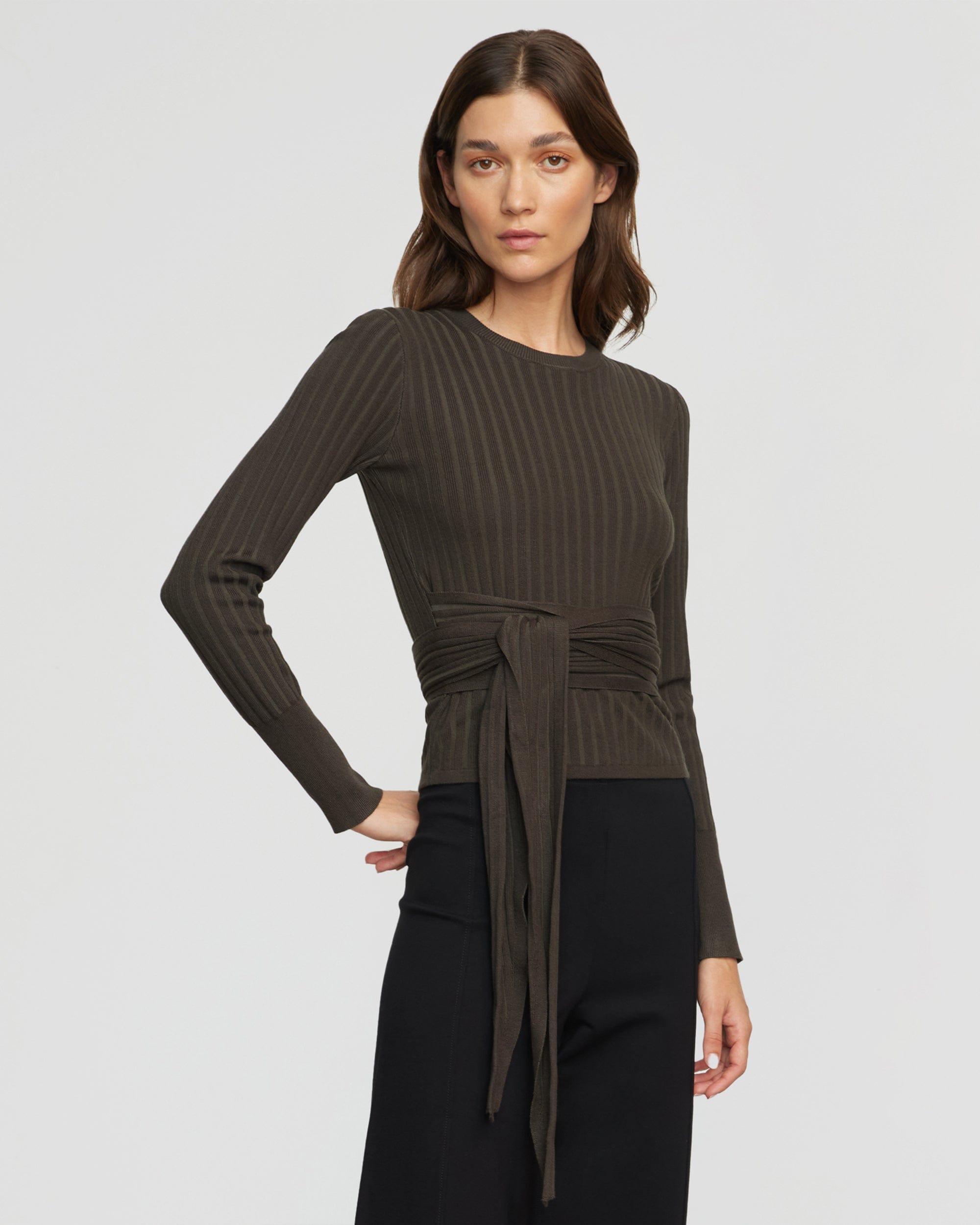 Deniza Tie-Front Ribbed Sweater Product Image