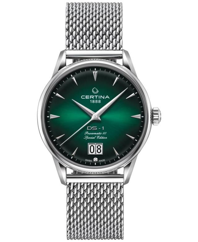 Certina Mens Swiss Automatic Ds-1 Big Date Stainless Steel Mesh Bracelet Watch 41mm - Green Product Image