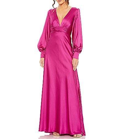 Womens Ieena Satin Bishop-Sleeve Gown Product Image