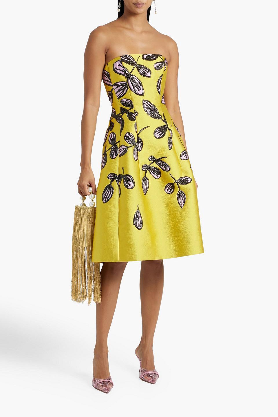 OSCAR DE LA RENTA Degrade Silk-blend A-line Dress In Yellow Product Image