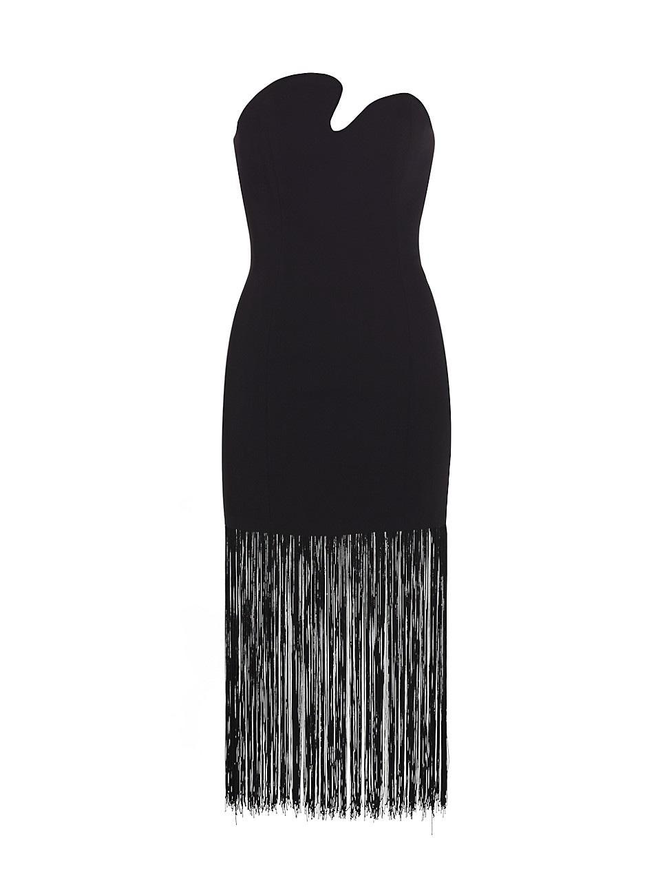 Womens Puzzle Fringe-Trimmed Strapless Midi-Dress Product Image