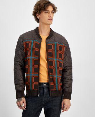 Sun + Stone Mens Plaid Mixed-Media Jacket, Created for Macys Product Image