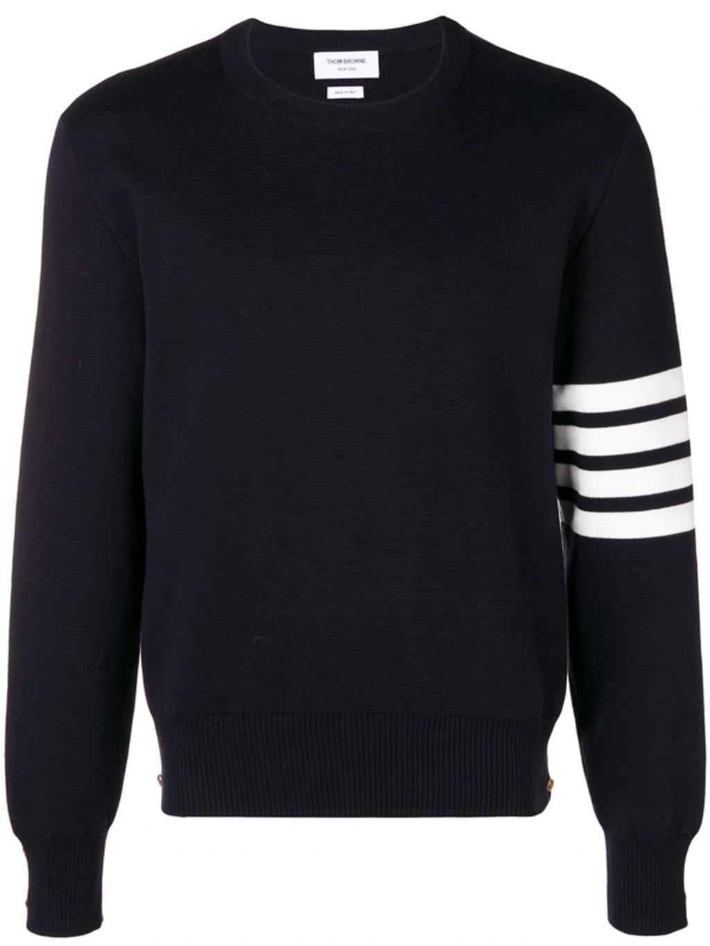 Navy Cashmere Striped Armband Pullover In Dark Grey Product Image