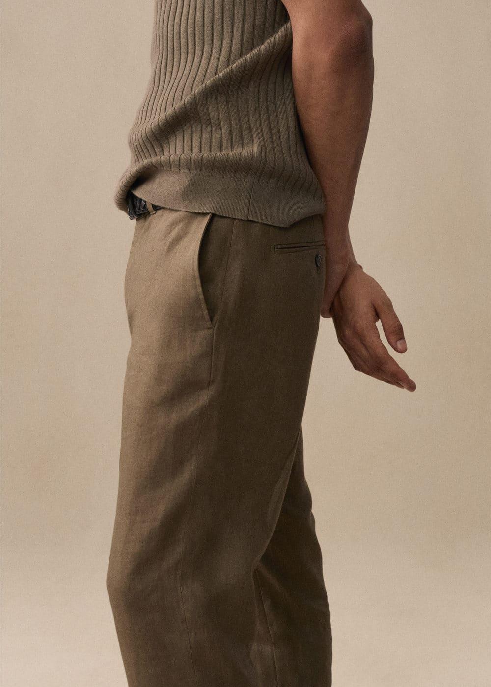 MANGO MAN - Slim-fit 100% linen pants khakiMen Product Image