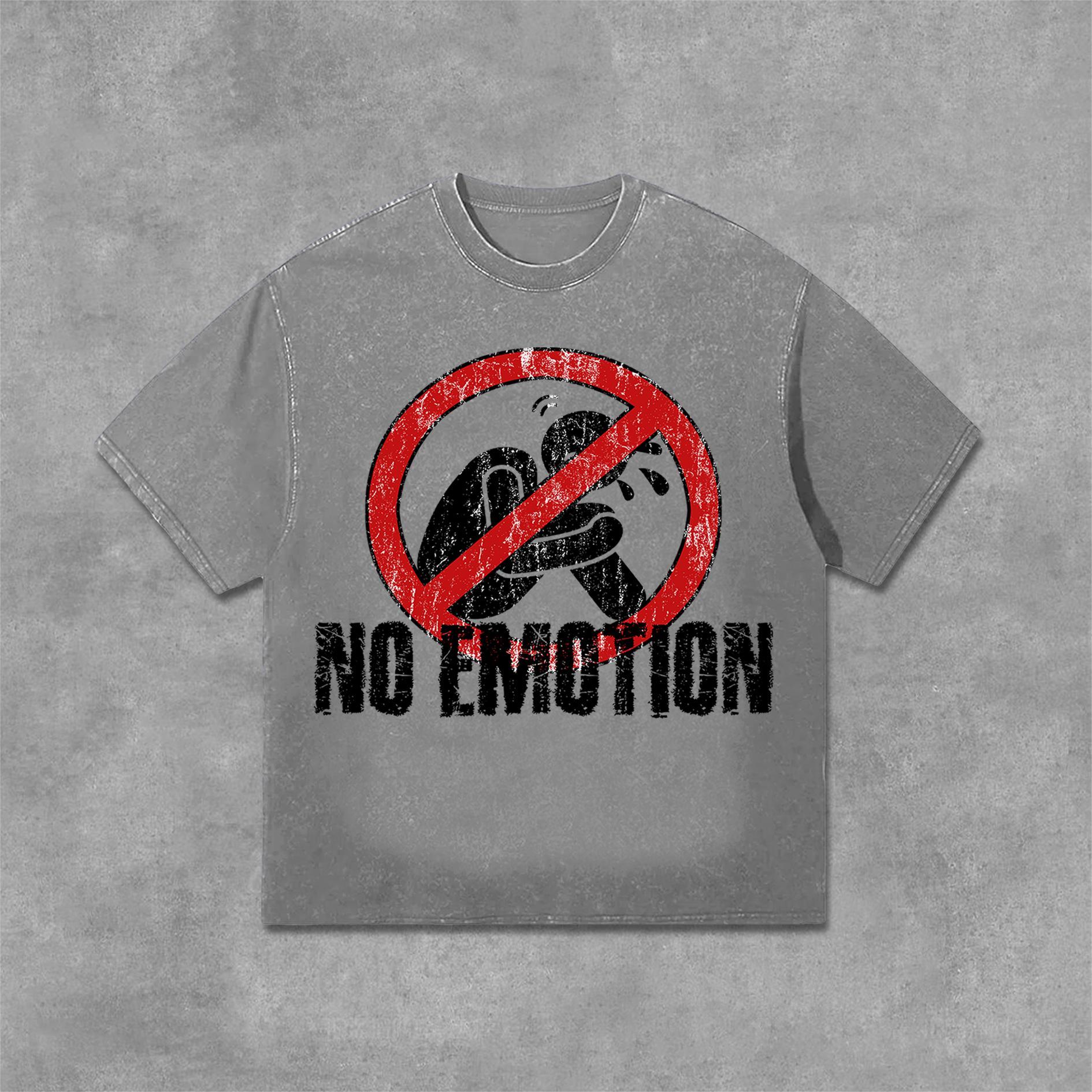 No Emotion Graphics Print Acid Washed T-Shirt Product Image