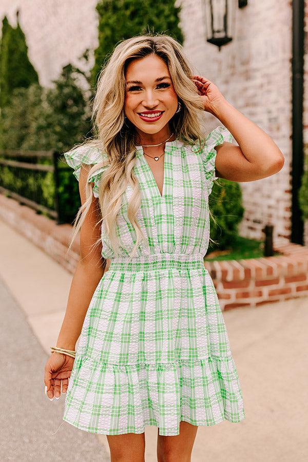 Parkside Picnic Gingham Romper in Lime Product Image