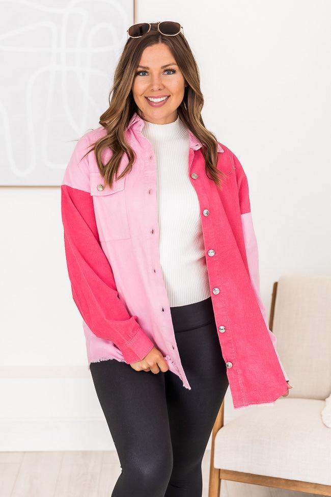 It's All You Pink Corduroy Colorblock Shacket Product Image