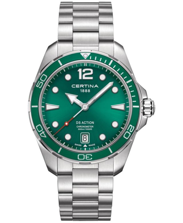 Certina Mens Swiss Ds Action Stainless Steel Bracelet Watch 43mm - Green Product Image