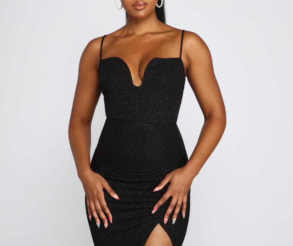 Trinity Formal High Slit Glitter Dress Product Image