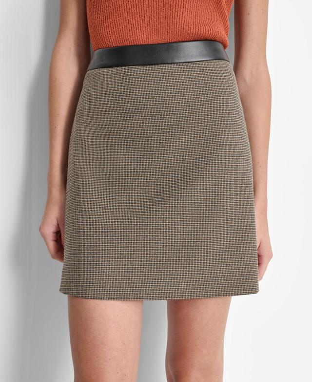 Dkny Womens Faux-Leather-Trim Mini Skirt Product Image