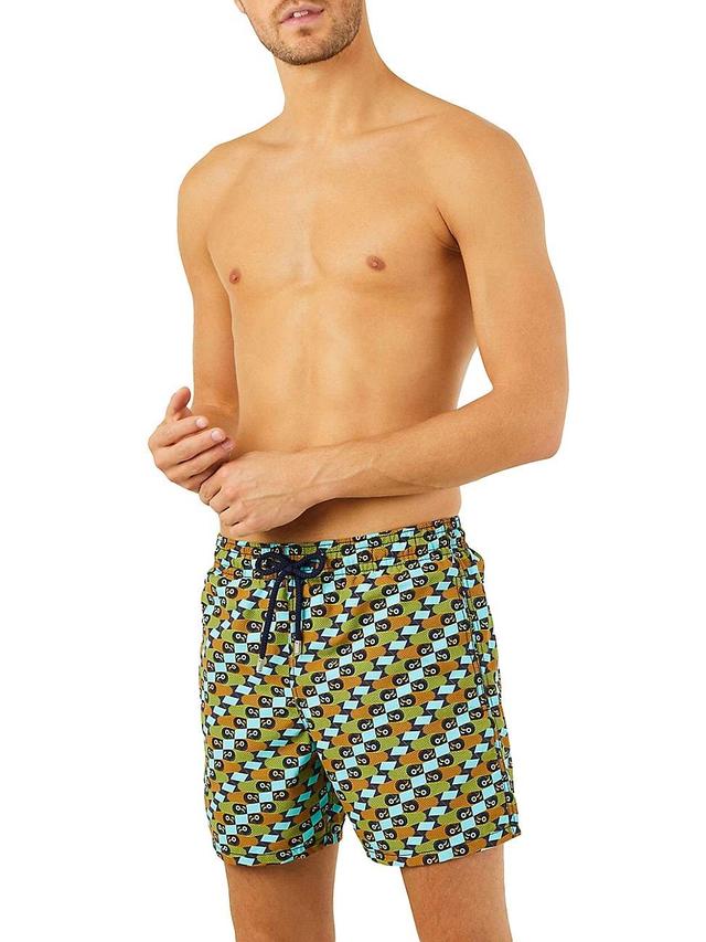 Mens Smoked Fish Print Drawstring Swim Shorts Product Image