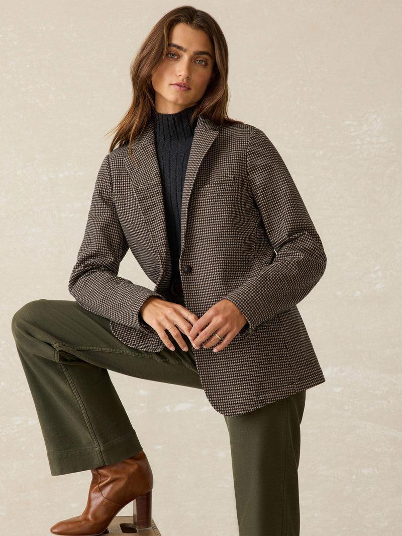 Inlet Knit Tweed Blazer - Mocha Mountain Houndstooth Product Image