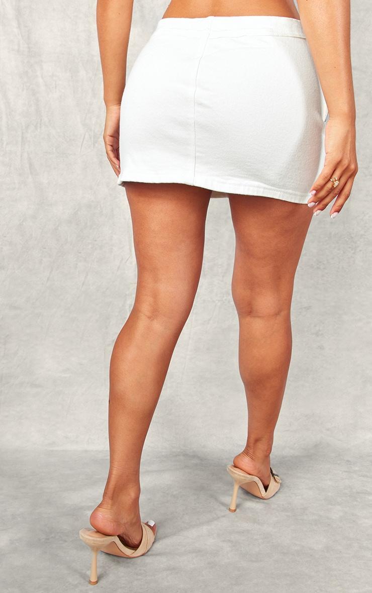 Petite White Denim Belted Mini Skirt Product Image