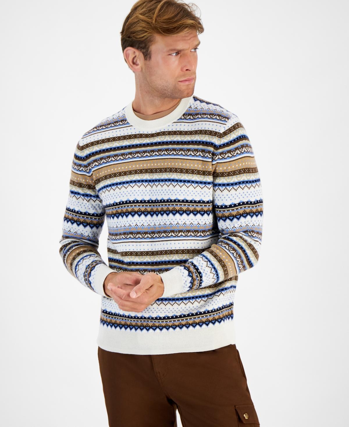 Club Room Mens Stripe Merino Crewneck Sweater, Created for Macys Product Image