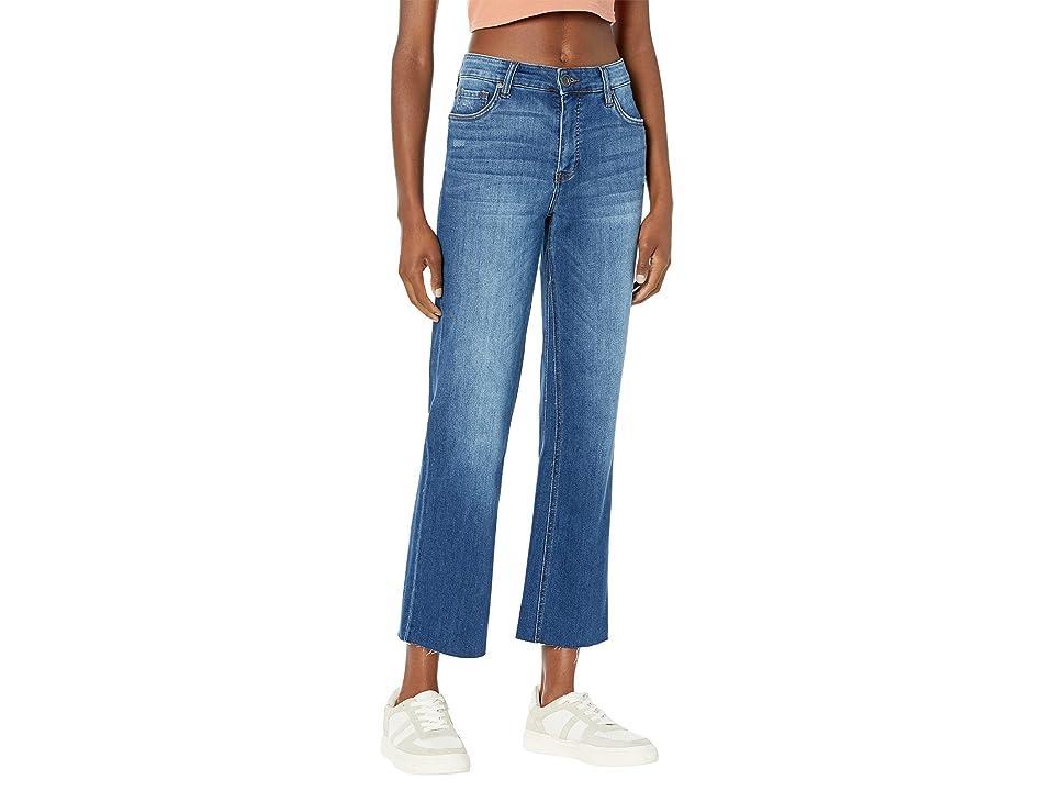 KUT from the Kloth Kelsey Fab Ab High Waist Raw Hem Ankle Flare Jeans Product Image