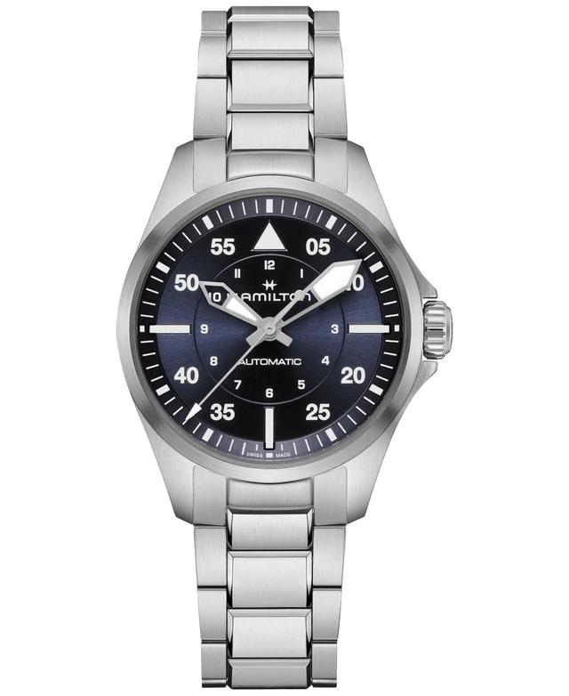 Hamilton Womens Swiss Automatic Khaki Aviation Stainless Steel Bracelet Watch 36mm - Silver Product Image