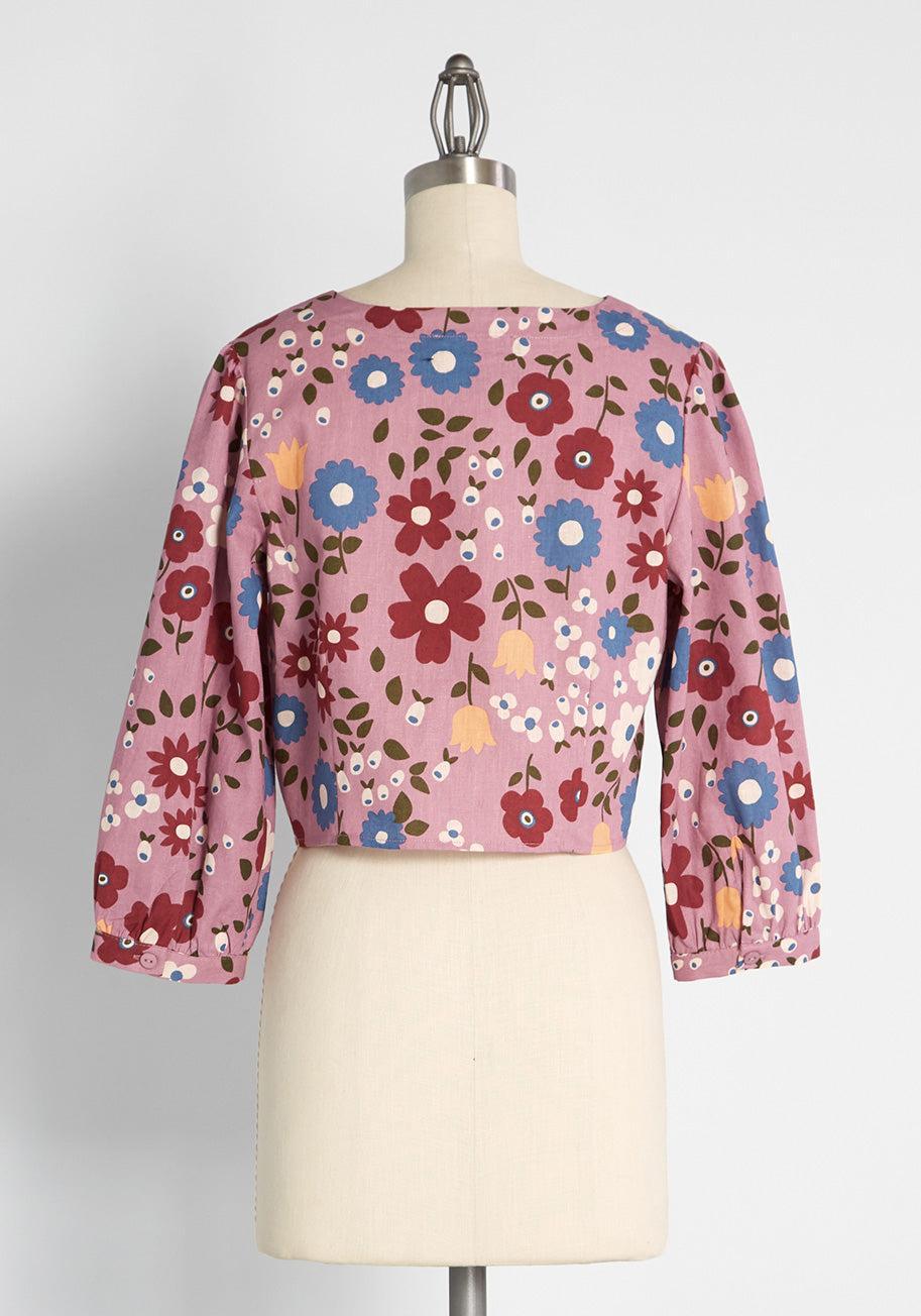 ModCloth x Princess Highway Floral Tie-Front Blouse Product Image