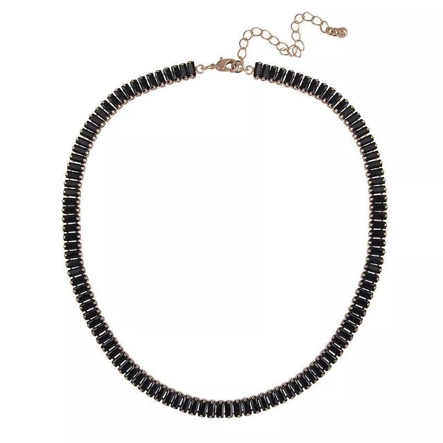 Emberly Gold Tone Black Crystal Baguette Collar Necklace, Womens Product Image