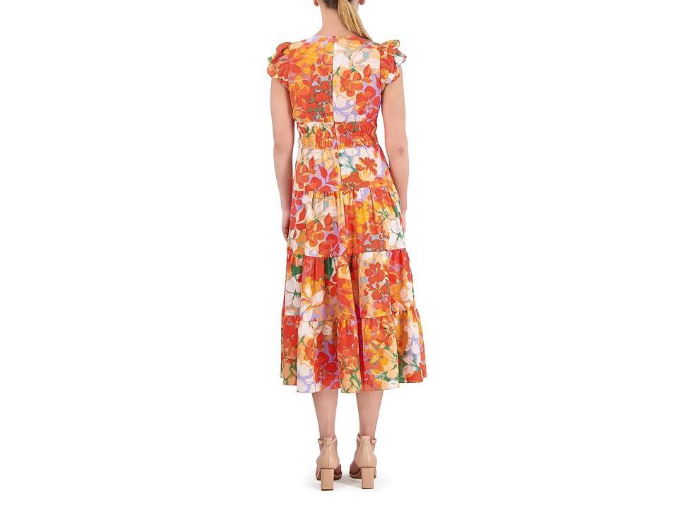 Women's Floral-Print Tiered Midi Dress Product Image