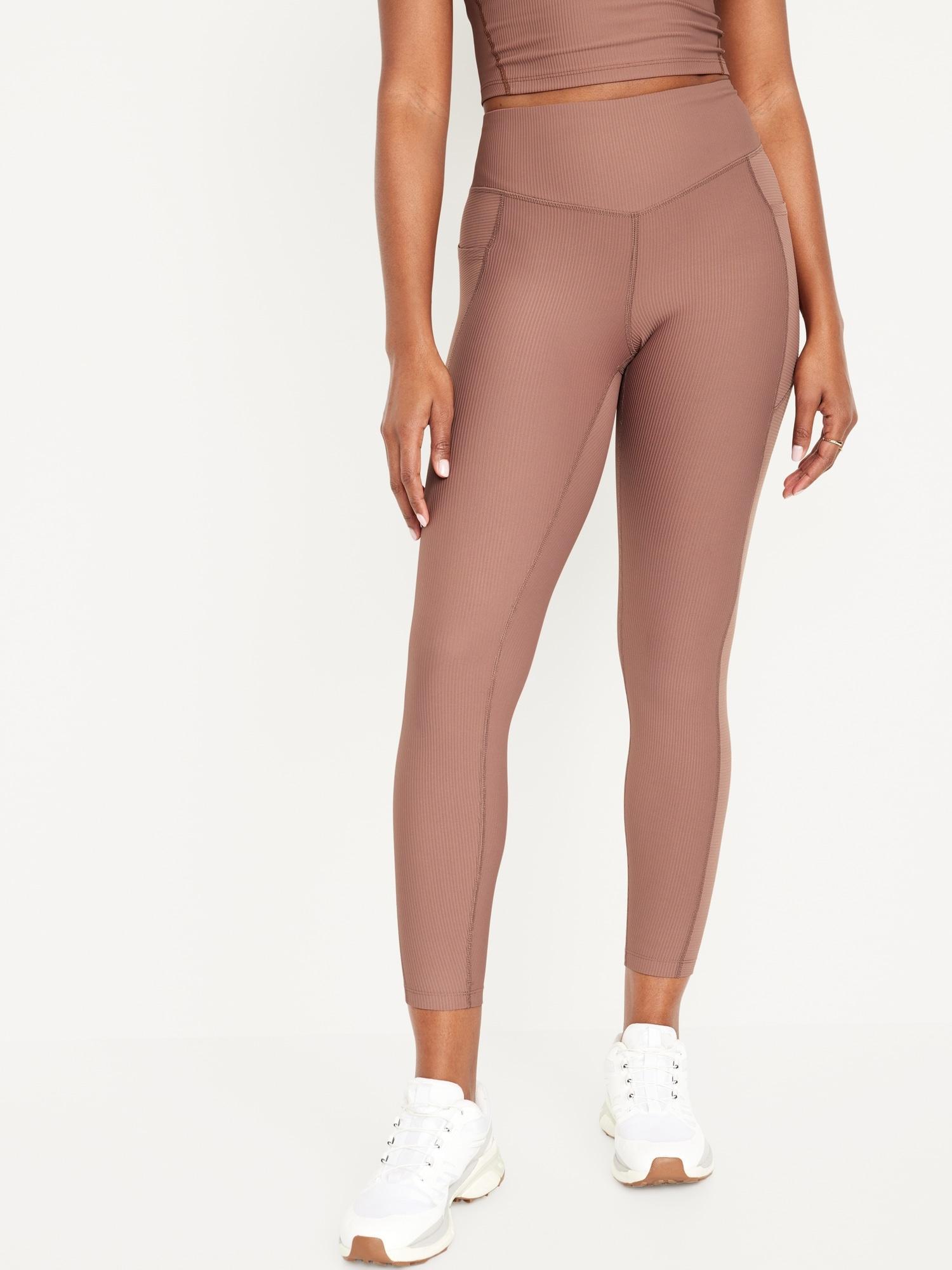 High-Waisted PowerSoft Ribbed 7/8 Leggings Product Image