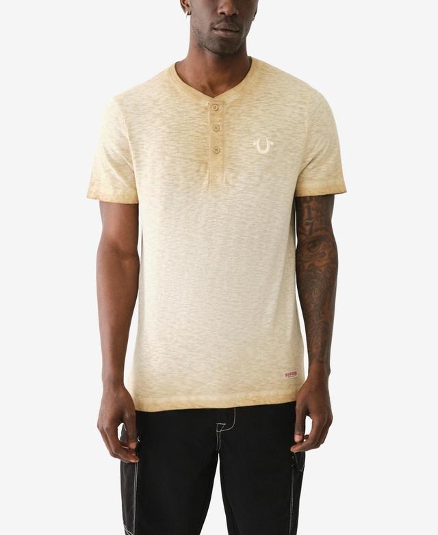 True Religion Mens Short Sleeve Dyed Embro Henley Shirt Product Image