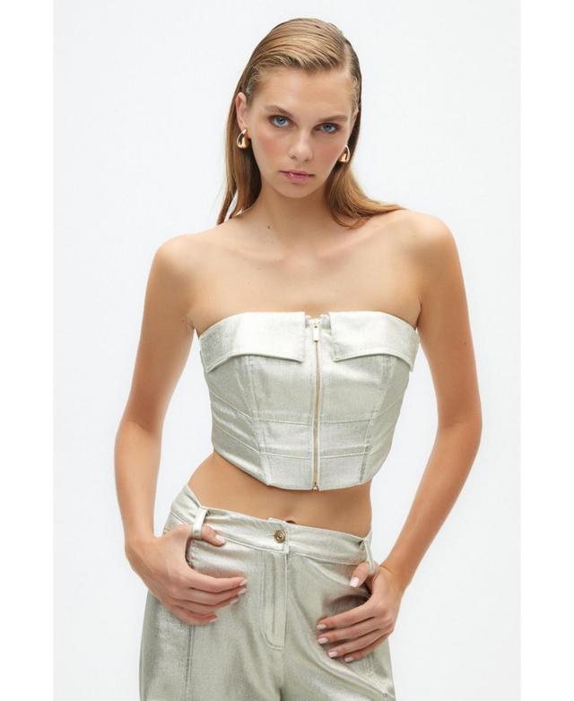 Womens Metallic Crop Top Product Image