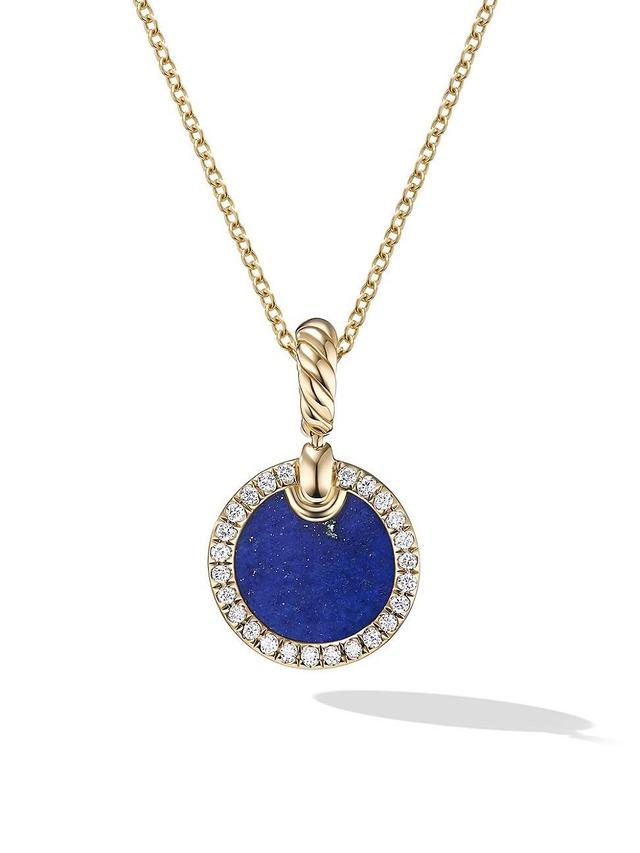 Womens Petite DY Elements Pendant Necklace in 18K Yellow Gold with Pav Diamonds Product Image