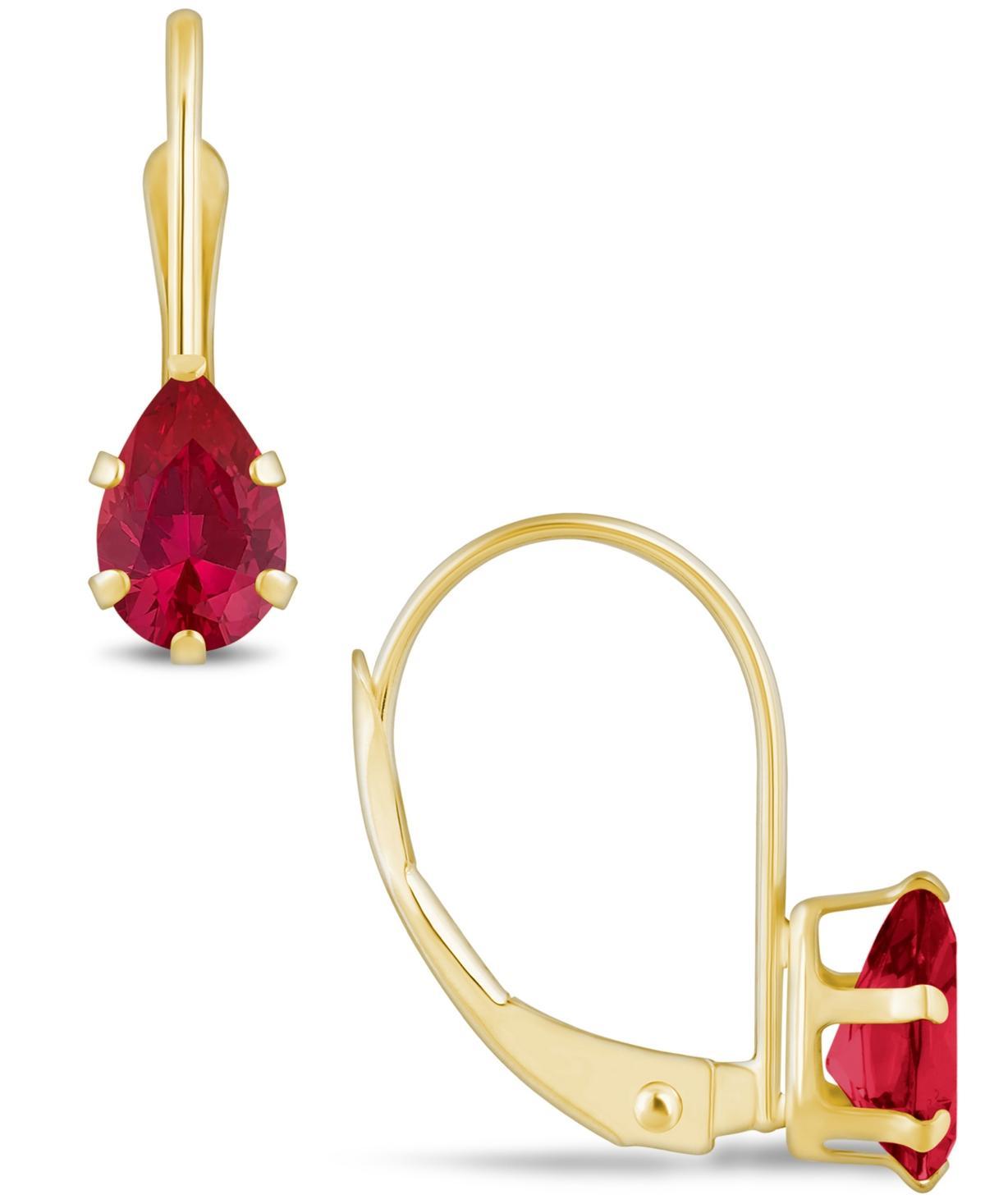 Macys Gemstone Leverback Earrings in 10K Yellow Gold Product Image