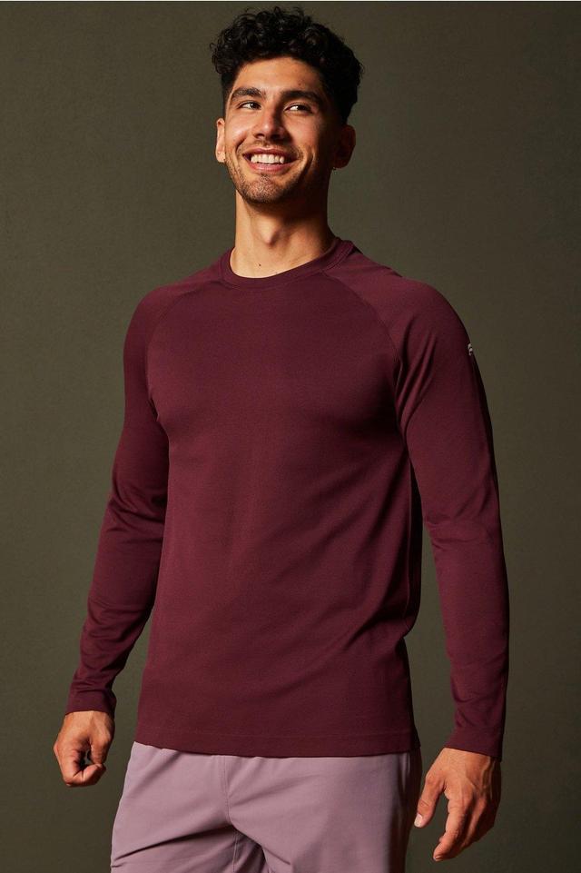 Fabletics Men The Training Day Long Sleeve Tee male Merlot Size XXL Product Image