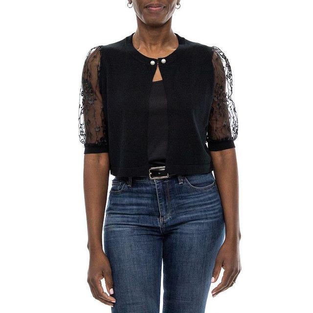 Womens Nina Leonard Embroidered-Sleeve Bolero Product Image