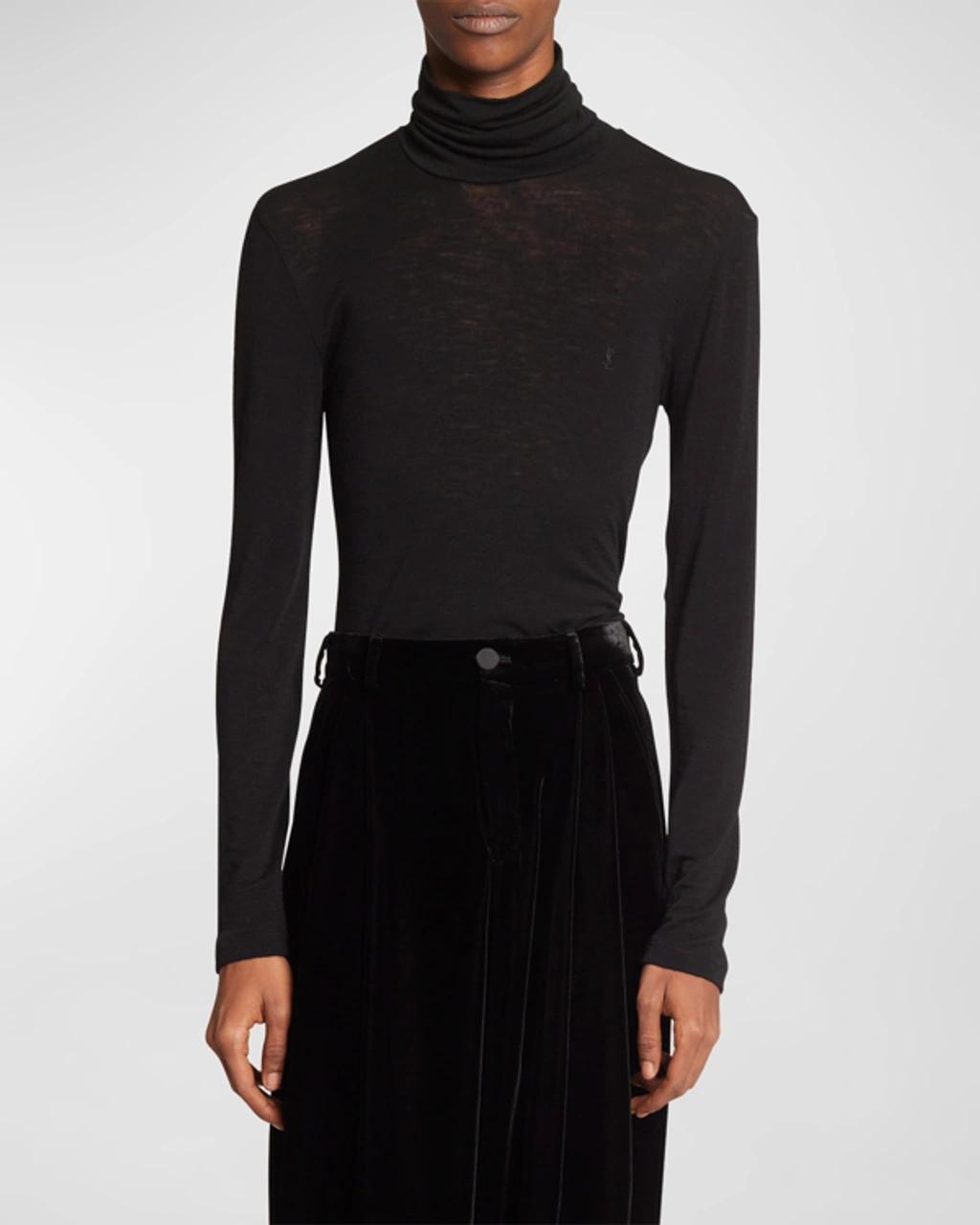 Extralong Turtleneck Wool Sweater In Nero Product Image