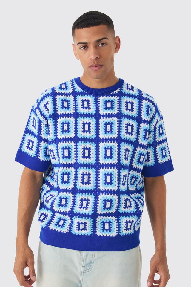 Oversized Crochet Knit T-shirt | boohooMAN USA Product Image