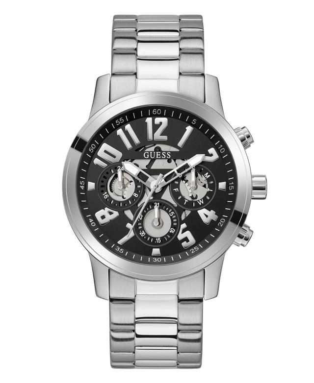 Guess Mens Multi-Function Silver-Tone Stainless Steel Watch 44mm - Silver-Tone Product Image