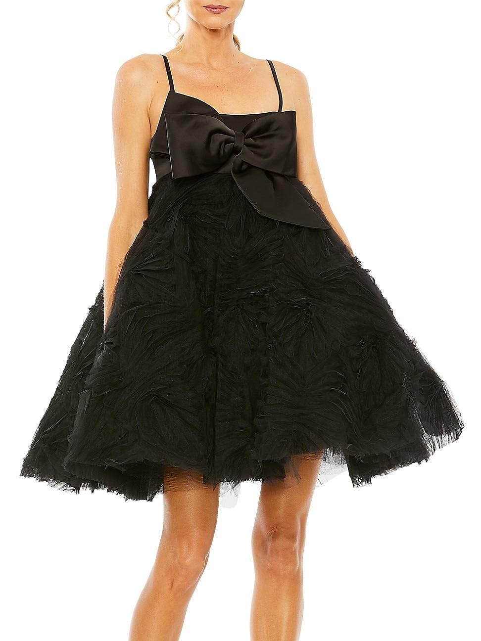 Womens Bow-Front Tulle Trapeze Minidress Product Image