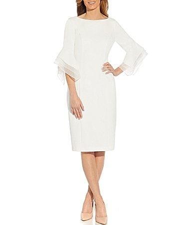 Adrianna Papell Knit Crepe Tiered Sleeve Dress Product Image